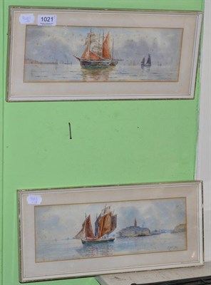 Lot 1021 - R Warren Vernon (exib. 1882-1908) a pair of coastal watercolours