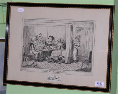 Lot 1023 - George Cruikshank (British, 1792-1878) ";A curious Junto of Slandering Elves - or - List'ners...