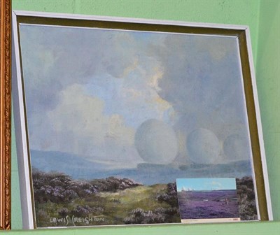 Lot 1037 - Lewis Creighton, oil on board depicting Fylingdales Moors, Yorkshire