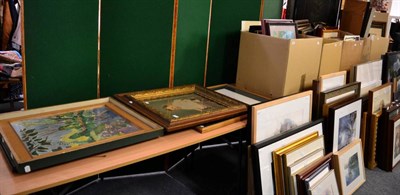 Lot 1069 - A large quantity of oils, watercolours, prints and other pictures (five boxes and four loose)