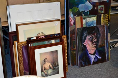 Lot 1072 - A group of seven 20th century oils on canvas and two oils on board, all unsigned, together with...