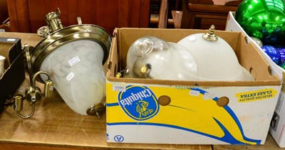 Lot 1090 - Three ceiling light fittings with shades