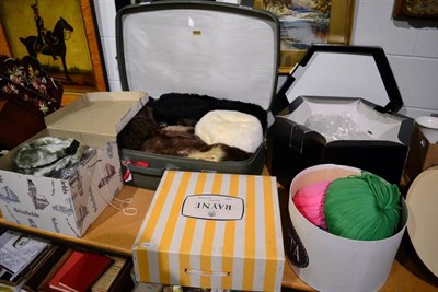 Lot 1114 - Assorted stoles, Mitzi Lorenz and other fur hats, collars, Coney fur jacket, 1950s turban and other