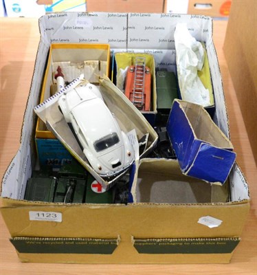 Lot 1123 - Dinky military, assorted unboxed models, a Corgi bloodhound (boxed) and a few others