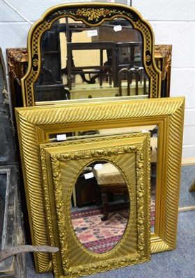 Lot 1143 - Four various mirrors including gilt and part ebonised examples