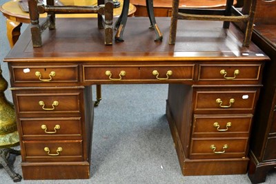 Lot 1175 - A reproduction mahogany pedestal desk&nbsp