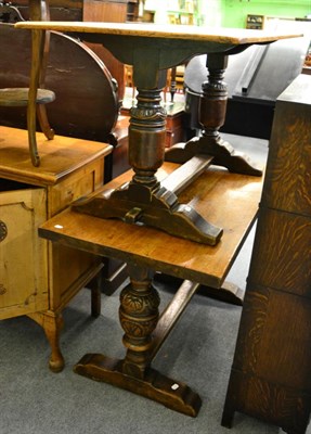 Lot 1267 - ^ Two oak tables with trestle bases