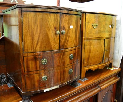 Lot 1271 - Small bow fronted bedside chest of drawers, together with a mahogany bow fronted commode