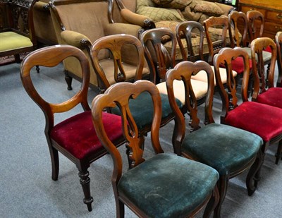 Lot 1308 - ^ Seven various 19th century mahogany framed dining chairs inlcuding balloon backs