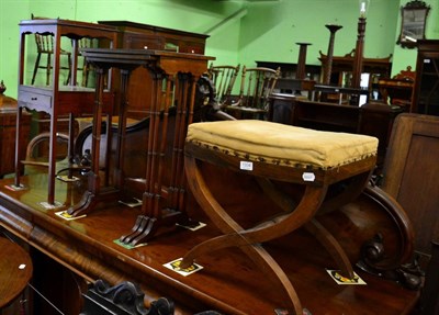 Lot 1334 - A nest of three mahogany tables, a 19th century mahogany washstand and a stool of similar date