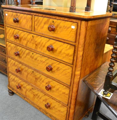 Lot 1345 - A Victorian satinwood chest of drawers, labelled ";Sowber"; and dated 1857