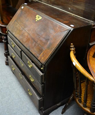 Lot 1351 - George III oak writing bureau