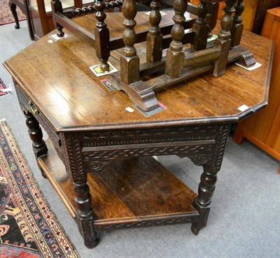 Lot 1356 - A Victorian oak octagonal drop leaf gateleg table