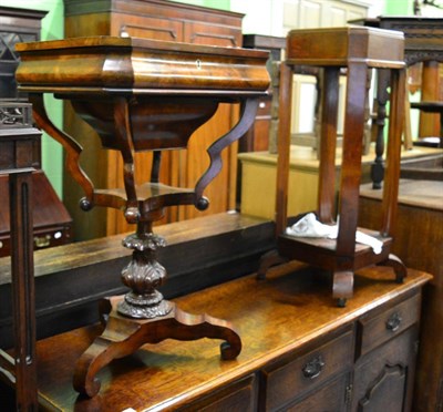 Lot 1377 - A 19th century mahogany work table and a 20th century plant stand