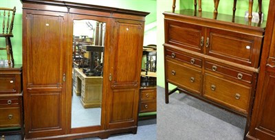 Lot 1378 - ^ A three piece bedroom suite comprising a mirrored wardrobe, a dressing table and a dressing chest