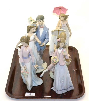 Lot 8 - Six Lladro figure groups including 'Garden Song' and 'Afternoon Promenade', etc, all boxed