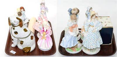 Lot 31 - Nine china figures by Royal Worcester and Coalport, a Royal Crown Derby figure and a...