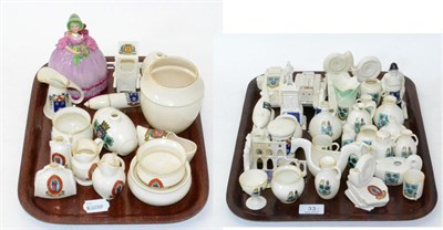 Lot 33 - Two trays of crested china, mainly related to Whitby