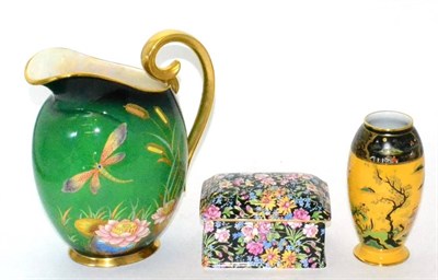 Lot 48 - A Carlton ware Art Deco jug and vase and a Royal Winton Nantwich box and cover