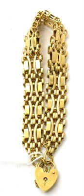 Lot 88 - A 9ct gold fancy gate link bracelet with 9ct gold padlock clasp