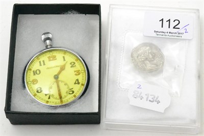 Lot 112 - A military Jaeger Le Coultre pocket watch and an Art Nouveau brooch