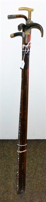 Lot 150 - Six walking canes, with horn, gilt metal and silver mounts and grips