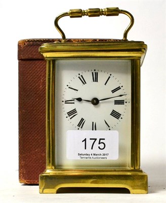 Lot 175 - A brass carriage clock with carrying case