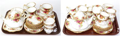 Lot 198 - An Old Country Rose tea service (two trays)