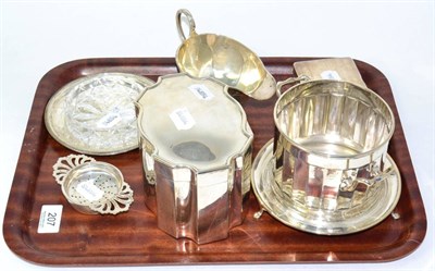 Lot 207 - Miscellaneous silver including a wine coaster, by F. C. Sheffield, 1957; a tea caddy,...