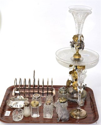 Lot 216 - A late 19th century silver plated and glass centrepiece epergne; together with a modern...