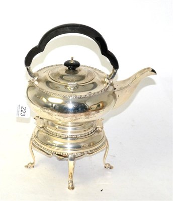 Lot 223 - A George V silver spirit kettle, burner and stand by Walker & Hall, Sheffield 1919