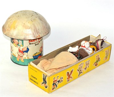 Lot 225 - A Lucie Attwell William Crawford & Sons Ltd biscuit money box and a Pelham rabbit puppet