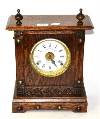 Lot 233 - Oak mantel clock, Fattorini & Sons Bradford