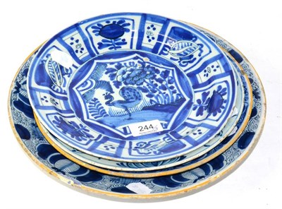 Lot 244 - Four 18th century Delft dishes