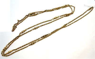 Lot 249 - A fancy link guard chain, stamped '9ct'