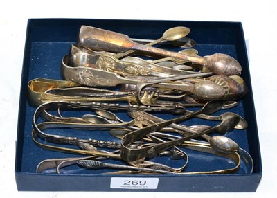 Lot 269 - A quantity of silver and plated sugar tongs