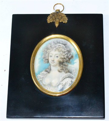Lot 282 - Miniature portrait of Anne Douglas Hamilton, Second Countess of Orkney, 1756, engraved frame...
