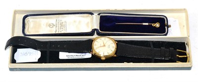 Lot 287 - A 9ct gold cased Rotary wristwatch and tie pin
