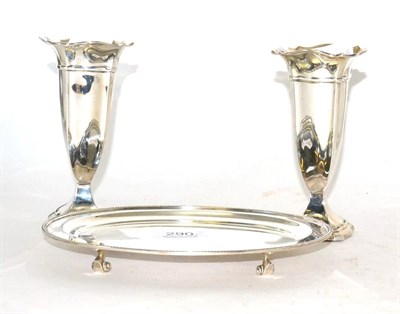 Lot 290 - Silver teapot stand and a pair of silver posy vases