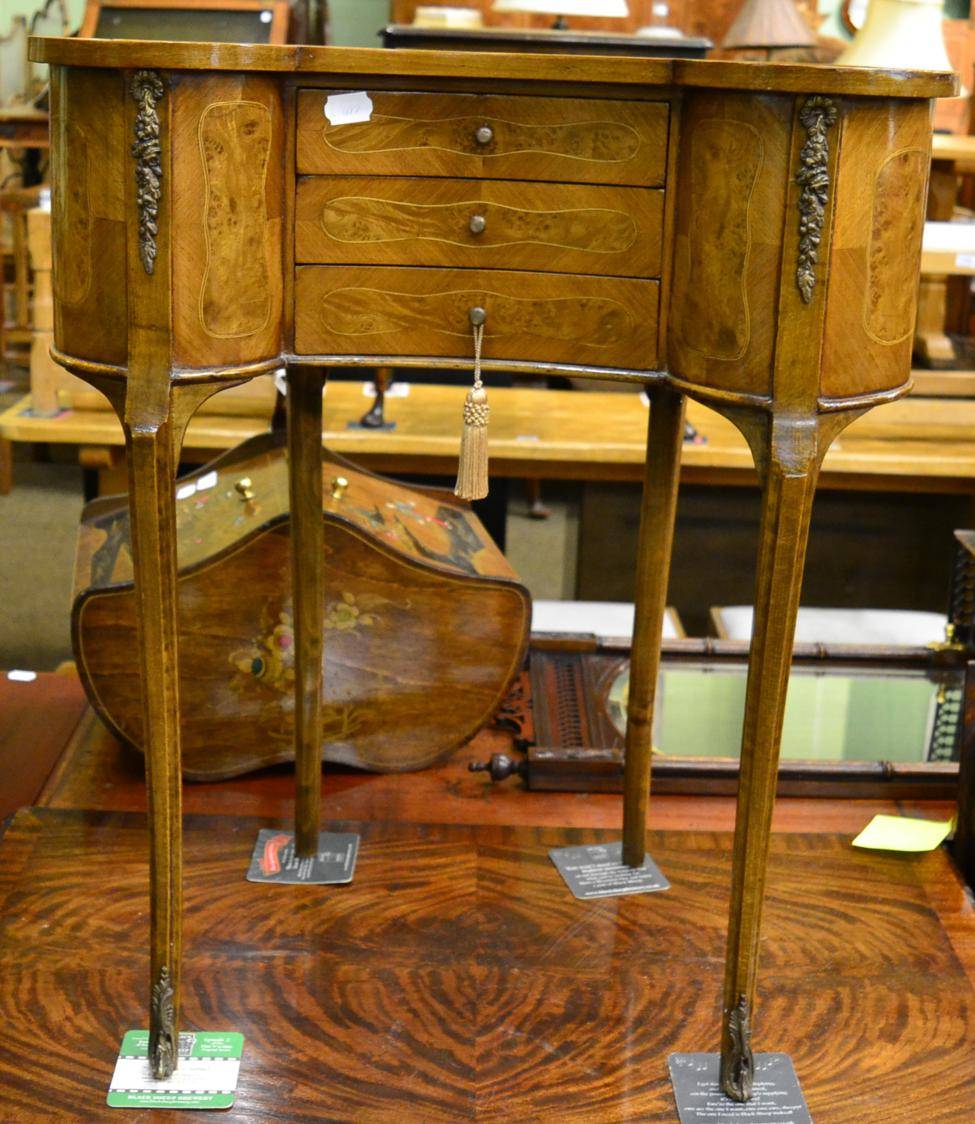 Lot 1387 - A French burr walnut and oak reniform