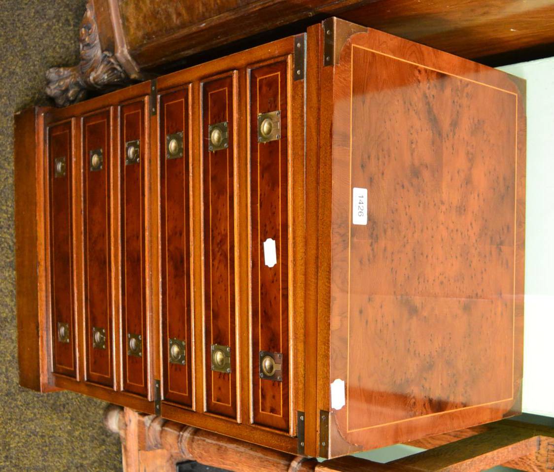 Lot 1426 - A reproduction yew writing chest with