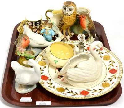 Lot 4 - A group of collectable ceramics to include Belleek, Royal Worcester, Royal Crown Derby, Nao etc