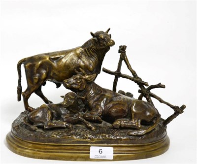 Lot 6 - A bronze group of cattle, after Moigniez