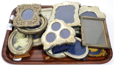 Lot 18 - Nine assorted silver photograph frames; two plated examples and one brass example