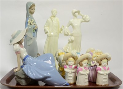 Lot 34 - Eight modern Royal Worcester china figures and two Royal Worcester china figures