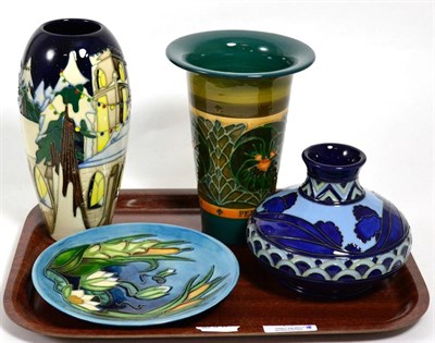 Lot 41 - Three modern pieces of Moorcroft comprising a Second Dawn vase, a Christmas Welcome vase and a...