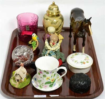 Lot 45 - Royal Doulton horse, Langham glass paperweight, Border Fine Arts and other items