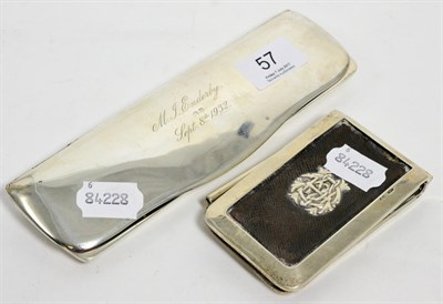 Lot 57 - A silver spectacle case and a silver mounted note pad