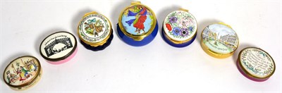 Lot 68 - Seven trinket boxes including Halcyon days, Bilston etc