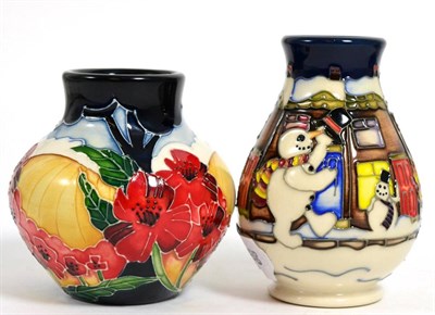 Lot 120 - Two small Moorcroft vases, Snowmen and Poppies